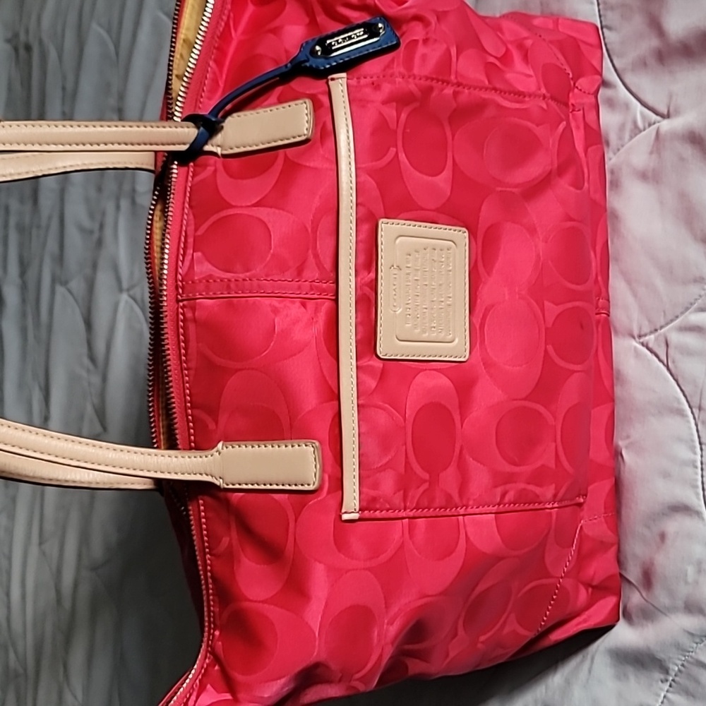 Coach hot pink tote bag